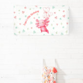 水彩ピンクアクソロトルおもしろい子供の誕生日パーティー 横断幕 (インサイチュ)