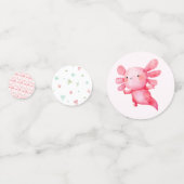 水彩ピンクアクソロトルバースデーパーティー コンフェッティ (正面)