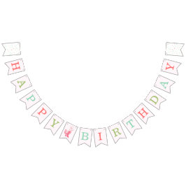 水彩ピンクアクソロトルバースデーパーティー バンティングフラッグ