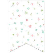 水彩ピンクアクソロトルバースデーパーティー バンティングフラッグ (第1の旗)