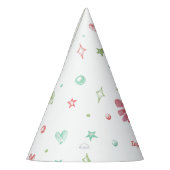 水彩ピンクアクソロトル誕生日 パーティーハット (左)