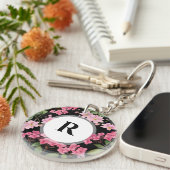 水彩ピンクアジサイとアネモ日本のネ キーホルダー (正面右)