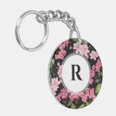 水彩ピンクアジサイとアネモ日本のネ キーホルダー (正面左)