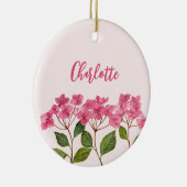 水彩ピンクアジサイ絵画ラケッツフラワー セラミックオーナメント (右)