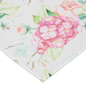 水彩ピンクアジサイ花フローラデコール ショートテーブルランナー (コーナー)