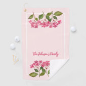 水彩ピンクアジサイ・ラケapsイラストレーション ゴルフタオル (インサイチュ)