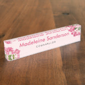 水彩ピンクアジサイ・ラケapsイラストレーション デスクネームプレート (側面)