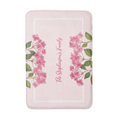 水彩ピンクアジサイ・ラケapsイラストレーション バスマット (正面縦)