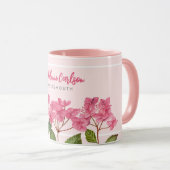 水彩ピンクアジサイ・ラケapsイラストレーション マグカップ (正面右)