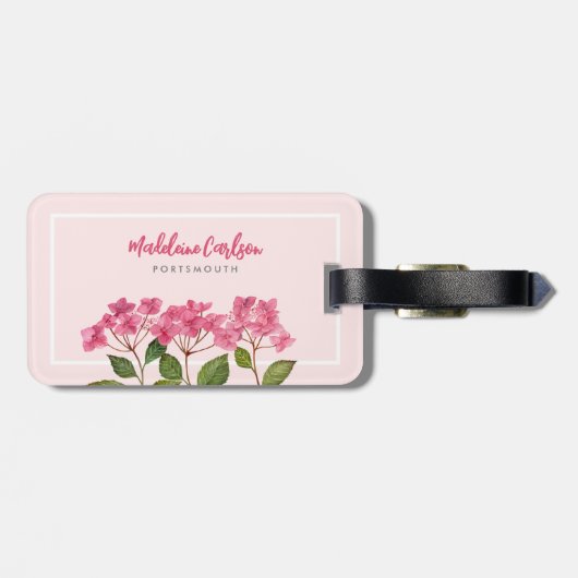 水彩ピンクアジサイ・ラケapsイラストレーション ラゲッジタグ (裏面横)