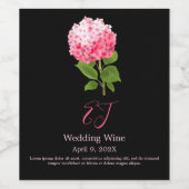 水彩ピンクアジサイ ワインラベル (シングルラベル)