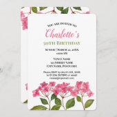 水彩ピンクアジサイLacecaps誕生日 招待状 (正面/裏面)