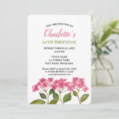 水彩ピンクアジサイLacecaps誕生日 招待状 (スタンド正面)