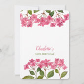 水彩ピンクアジサイLacecaps誕生日 招待状 (裏面)