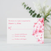 水彩ピンクアジサイRSVP 出欠カード (スタンド正面)