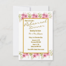 水彩ピンクアネモネフローラリハーサルディナー 招待状