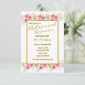 水彩ピンクアネモネフローラリハーサルディナー 招待状 (スタンド正面)