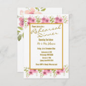水彩ピンクアネモネフローラリハーサルディナー 招待状 (正面/裏面)