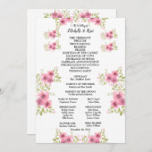 水彩ピンクアネモン結婚式 プログラム&メニュー (正面/裏面)