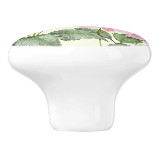 水彩ピンクア日本のネモンフローラ絵画ズ セラミックノブ (側面)