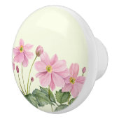 水彩ピンクア日本のネモンフローラ絵画ズ セラミックノブ (右)