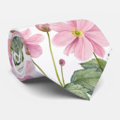 水彩ピンクア日本のネモン花柄 ネクタイ (ロール)