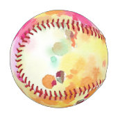 水彩ピンクイエローオレンジアート野球 野球ボール (正面左)