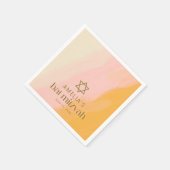 水彩ピンクイエロースターカスタムバルミツワー スタンダードカクテルナプキン (角)