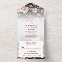 水彩ピンクイエローローズぼやけブラック結婚、s