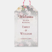 水彩ピンクイエローローズぼやけブラック結婚、s ギフトタグ (正面)