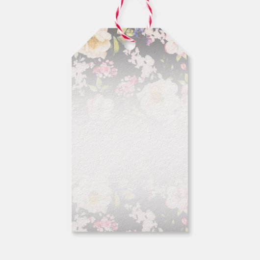 水彩ピンクイエローローズぼやけブラック結婚、s ギフトタグ (裏面)