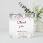 水彩ピンクイエローローズぼやけブラック結婚、s サンキューカード (スタンド正面)