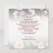 水彩ピンクイエローローズぼやけブラック結婚、s サンキューカード (裏面)