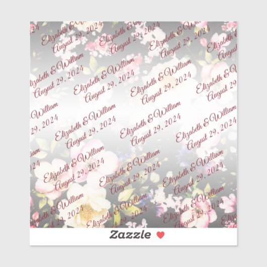 水彩ピンクイエローローズぼやけブラック結婚、s シール (シート)