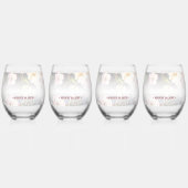 水彩ピンクイエローローズぼやけブラック結婚、s ステムなしワイングラス (裏面)