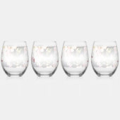 水彩ピンクイエローローズぼやけブラック結婚、s ステムなしワイングラス (左)