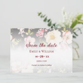 水彩ピンクイエローローズぼやけブラック結婚、s セーブザデート (スタンド正面)