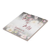 水彩ピンクイエローローズぼやけブラック結婚、s タイル (側面)