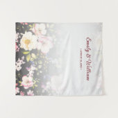 水彩ピンクイエローローズぼやけブラック結婚、s タペストリー (正面(横))