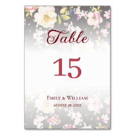 水彩ピンクイエローローズぼやけブラック結婚、s テーブルナンバー