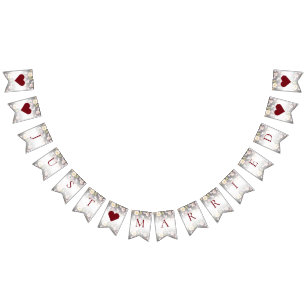 水彩ピンクイエローローズぼやけブラック結婚、s バンティングフラッグ