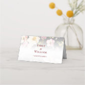 水彩ピンクイエローローズぼやけブラック結婚、s プレイスカード (裏面)