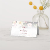 水彩ピンクイエローローズぼやけブラック結婚、s プレイスカード (裏面)