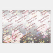 水彩ピンクイエローローズぼやけブラック結婚、s ラッピングペーパーシート (正面)