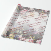 水彩ピンクイエローローズぼやけブラック結婚、s ラッピングペーパー (アンロールド)