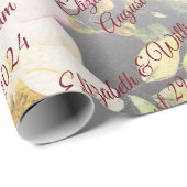 水彩ピンクイエローローズぼやけブラック結婚、s ラッピングペーパー (ロールコーナー)