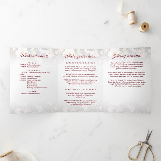 水彩ピンクイエローローズぼやけブラック結婚、s 三つ折りプログラム (内部)