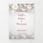 水彩ピンクイエローローズぼやけブラック結婚、s 三つ折りプログラム (カバー)