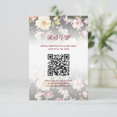 水彩ピンクイエローローズぼやけブラック結婚、s 出欠カード (スタンド正面)