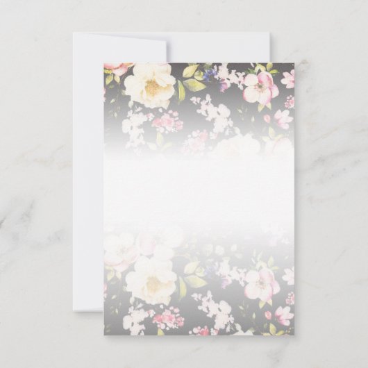 水彩ピンクイエローローズぼやけブラック結婚、s 出欠カード (裏面)
